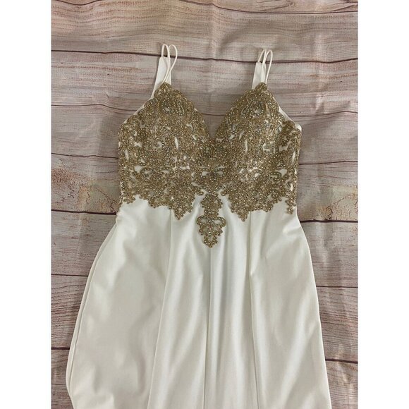 NWT Fashion Nova Evening In Paris Embellished Cream Maxi Dress - XL - Picture 15 of 16